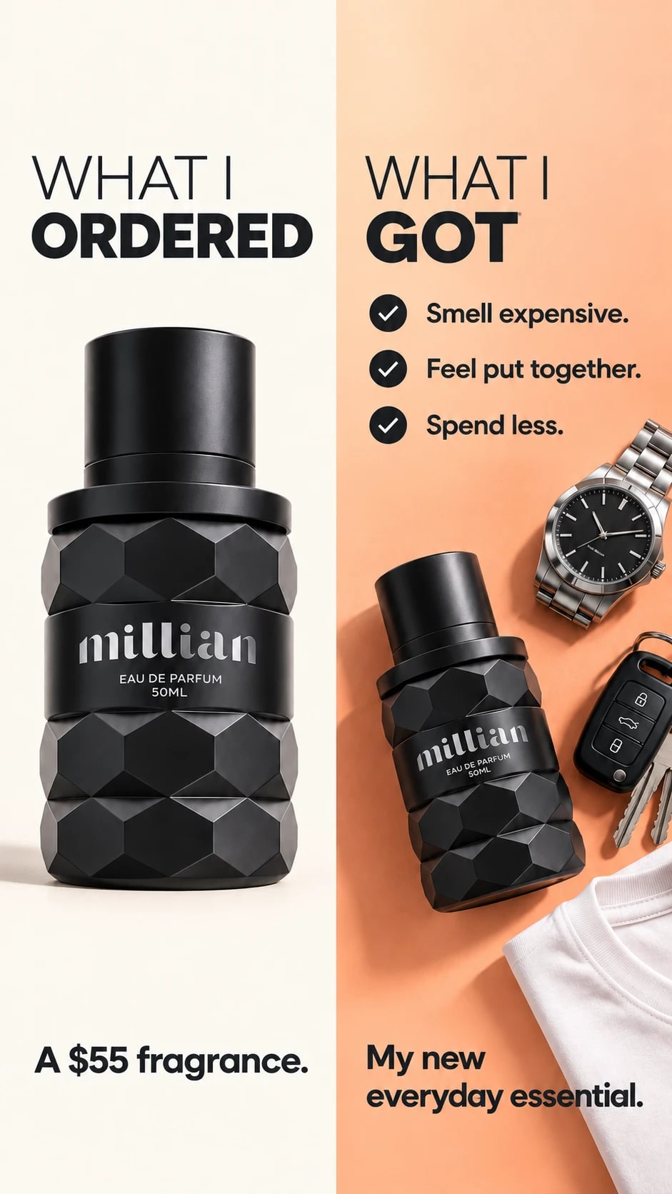 What I ordered: a $55 Millian fragrance. What I got: smell expensive, feel put together, spend less. My new everyday essential.